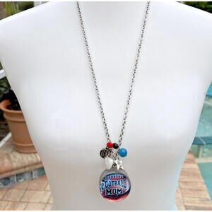 NWT Football Mom Chunky Charm Cowgirl Boho Long Necklace Earrings Silvertone